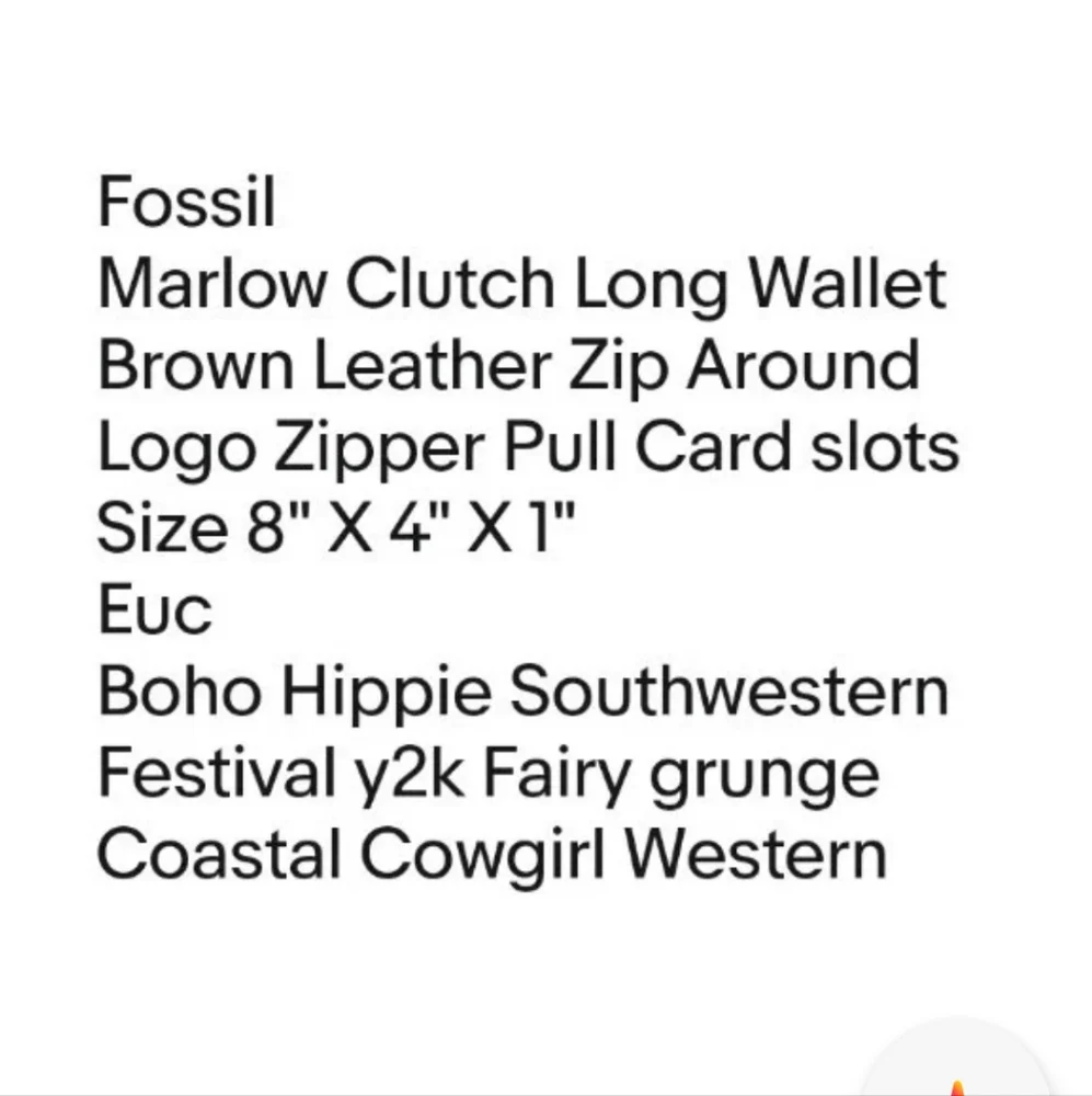 Fossil Marlow Clutch Wallet Brown Leather Zip Around Boho Hippie Southwestern